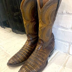 Cuadra Alligator Boots, Brown, US mens size 7.5.